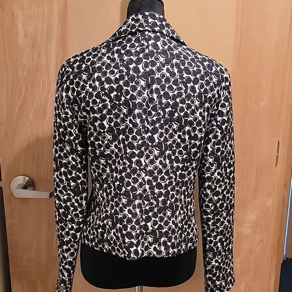 Lafayette 148 black/white print blazer size 6 silk blend - Picture 3 of 8